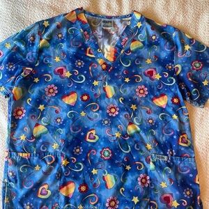 Kids Colorful Heart and Star nursing scrub Top